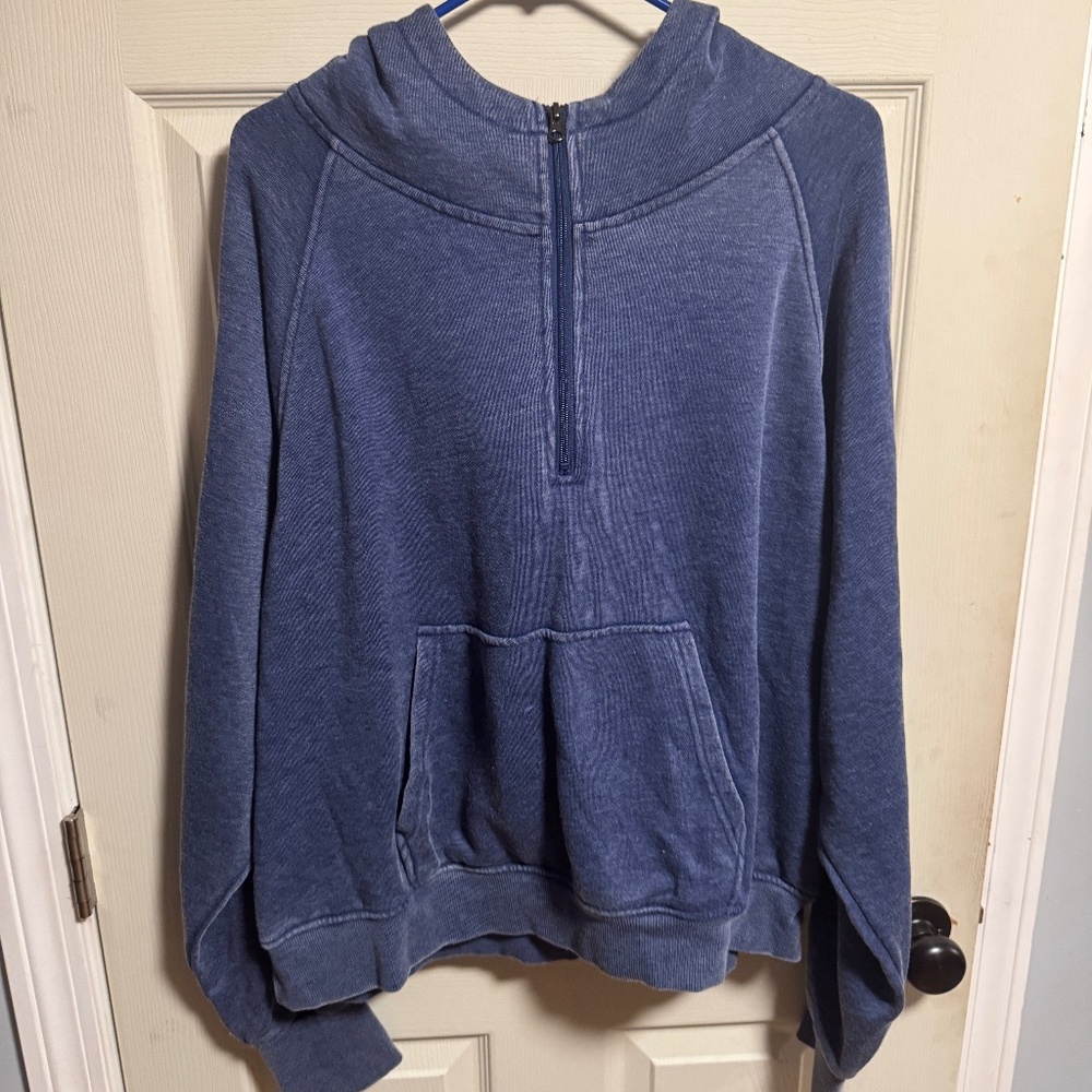 Blue 1/4 Zip Sweatshirt Cropped